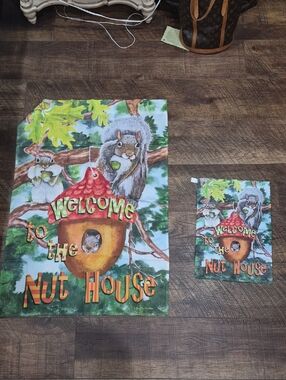 Welcome to the Nut House Garden House Flag Lot Squirrels Cottagecore